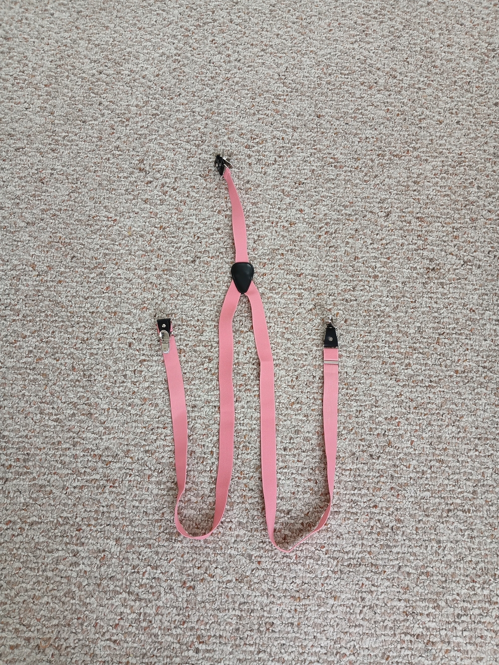 Men's Pink Clip-On Suspenders With Silver Clips & Black Central Adjustment Piece